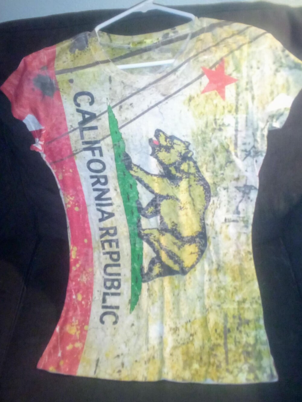 Vintage Vision California Republic Flag Burnout Graphic Tee Shirt Size XL